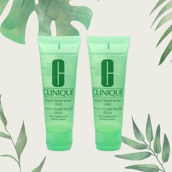 2 Clinique Liquid Facial Soap Mild Dry Combination 1.7 oz/50ml - Picture 1 of 4